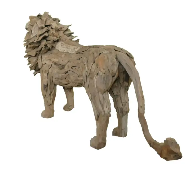 Product image 4 of the product “Standing royal Lion made from teak root pieces. About 200cm length and 115cm height. ”